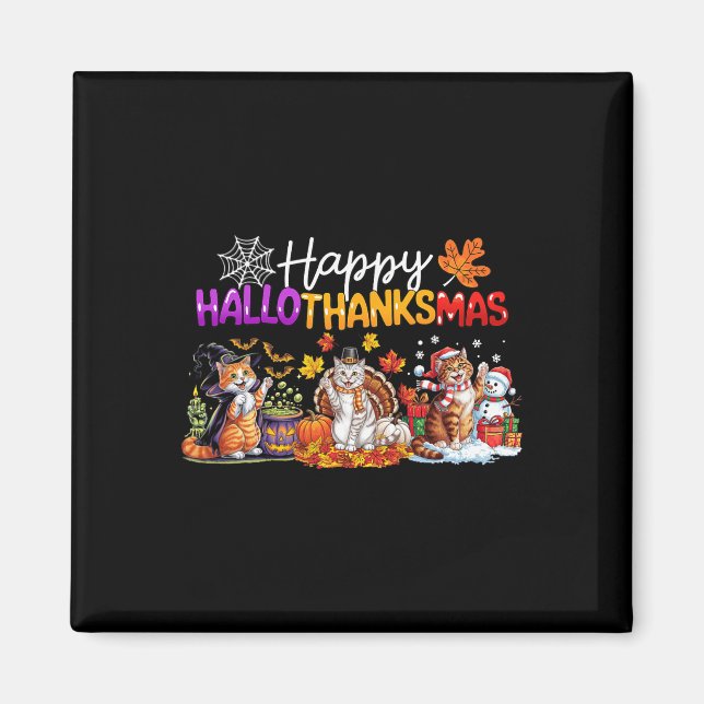 Imán Feliz Hallothanksmas a los gatos les encanta el Dí (Frente)