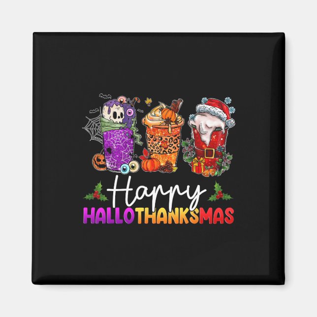 Imán Feliz Hallothanksmas Café con Leche de Halloween d (Frente)