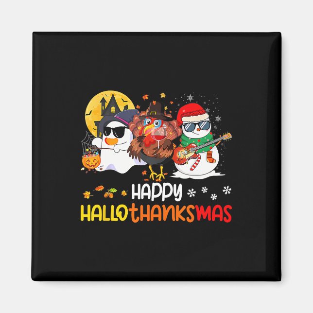Imán Feliz Hallothanksmas Cute Fantasma Halloween Thank (Frente)