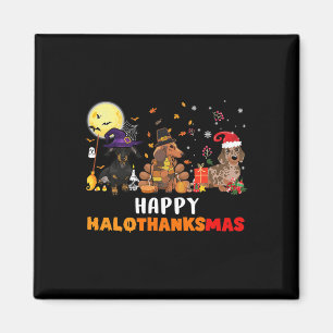 Imán Feliz Hallothanksmas Dachshund Perro Lover Hallowe