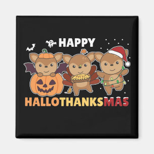 Imán Feliz Hallothanksmas Deers Navidades Deer Magnet