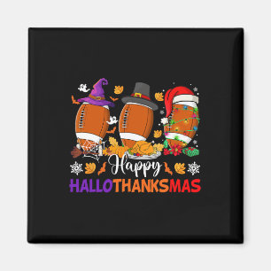 Imán Feliz Hallothanksmas Fútbol Halloween Día de Acció