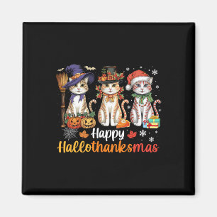 Imán Feliz Hallothanksmas gatos Halloween Día de Acción