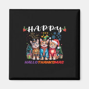 Imán Feliz Hallothanksmas gatos Halloween Día de Acción