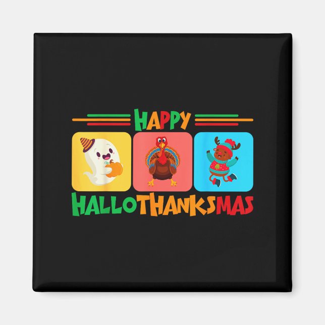 Imán Feliz Hallothanksmas Navidad y Día de Acción de Gr (Frente)