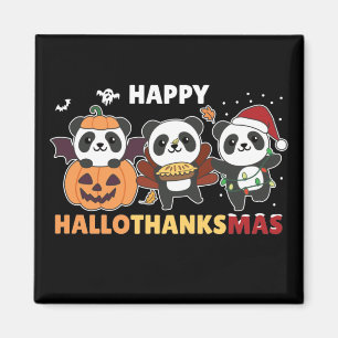 Imán Feliz Hallothanksmas Pandas Navidades Panda Magnet