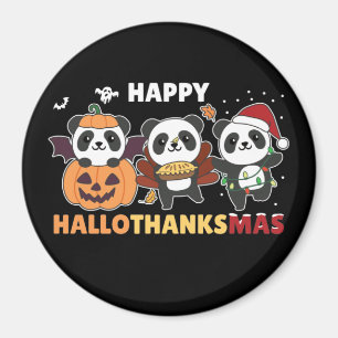 Imán Feliz Hallothanksmas Pandas Navidades Panda Magnet