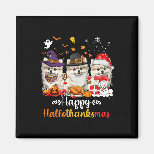 Imán Feliz Hallothanksmas Perro Pomerania Halloween Chr