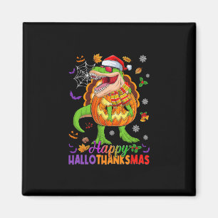 Imán Feliz Hallothanksmas T Rex Halloween Día de Acción