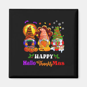 Imán Feliz Hallothanksmas Tres Gnomes Halloween Merry