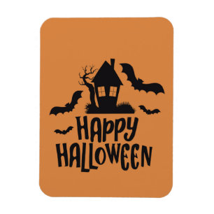 Imán Feliz Halloween acosado naranja de murciélagos mie