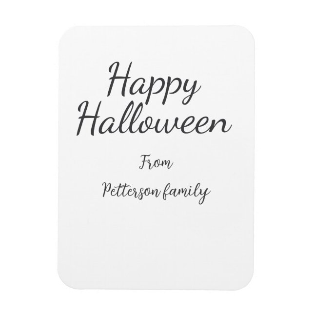 Imán Feliz Halloween agregar nombre de familia caligraf (Vertical)