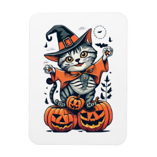 Imán Feliz Halloween Bruja Gato