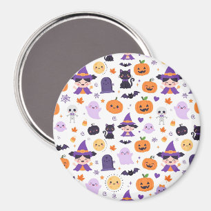 Imán Feliz Halloween Brujas Fantasmas Gatos Murciélagos