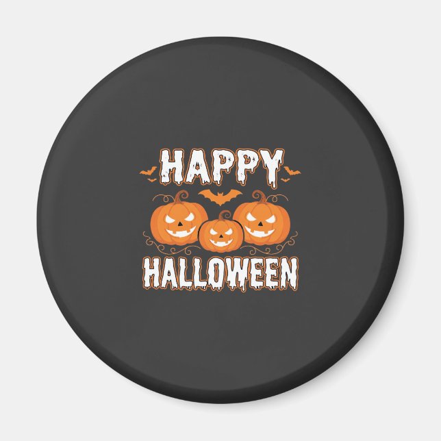 Imán Feliz Halloween Calabaza Murciélago Vector (Frente)