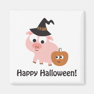 Imán ¡Feliz Halloween! Cerdo de bruja