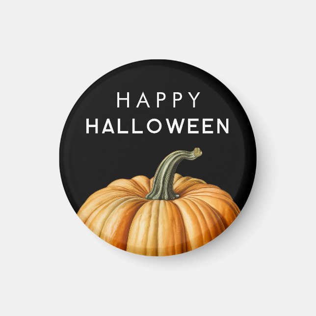 Imán Feliz Halloween con calabaza grande (Frente)