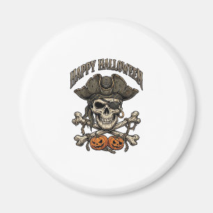 Imán Feliz Halloween Cráneo de Pirata Huesos Cruzados C