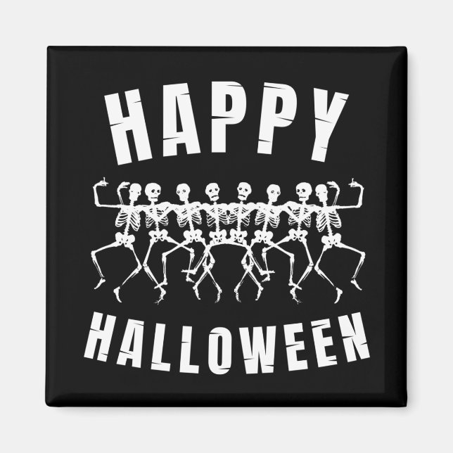 IMÁN FELIZ HALLOWEEN ESQUELETOS BAILANDO (Frente)