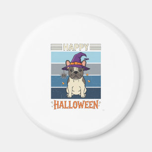Imán Feliz Halloween French Bulldog Bruja Telaraña Ca