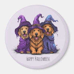 Imán Feliz Halloween Golden Retriever Dogers Witches