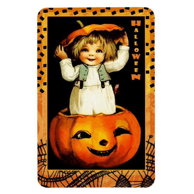 Imán Feliz Halloween. Gracioso regalo para niños de épo (Vertical)