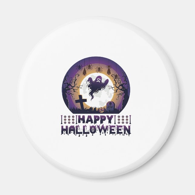 Imán Feliz Halloween Murciélagos Fantasmas Arañas_1 (Frente)