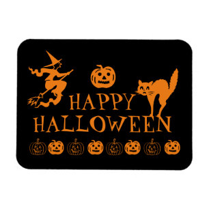 Imán Feliz Halloween naranja negro espeluznante Magnet
