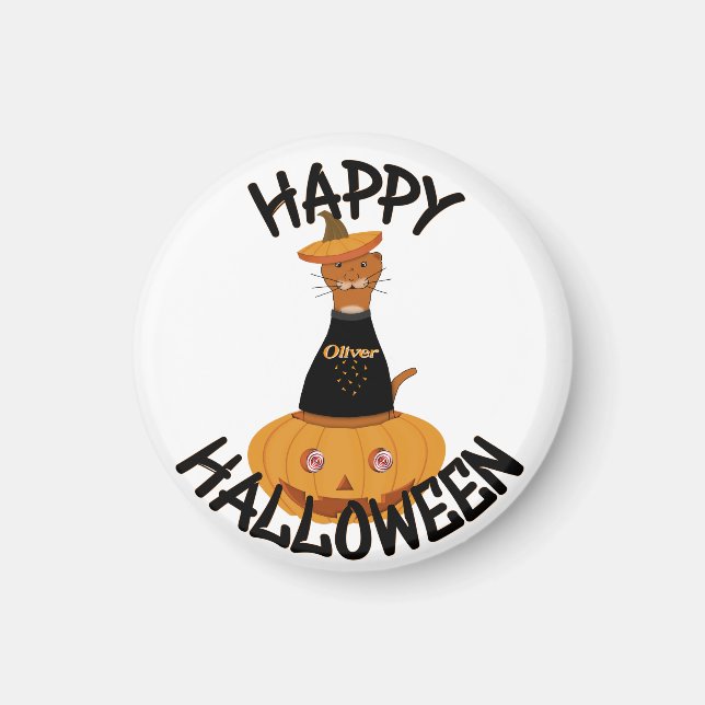 Imán ¡Feliz Halloween Oliver! (Frente)
