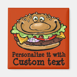 Imán Feliz Hamburger Funny BBQ Barbecue Grill Personali