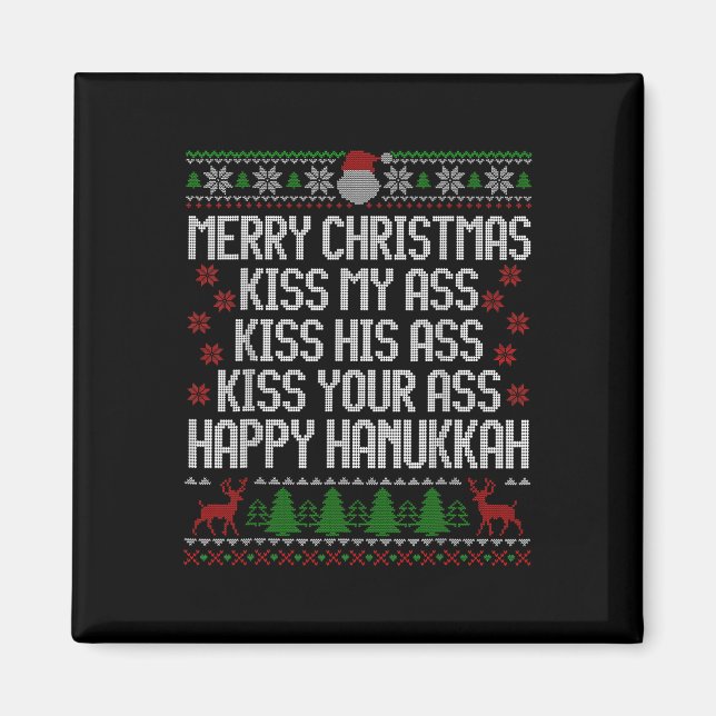 Imán Feliz Hanukkah besa mi Feliz Navidad (Frente)