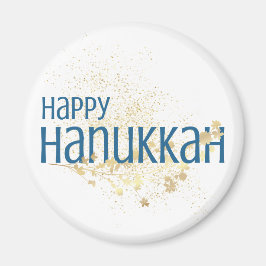 Imán Feliz Hanukkah (con oliage de oro)