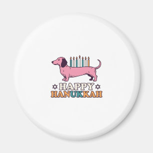 Imán Feliz Hanukkah Dachshund Menorah Diseño de Camiset
