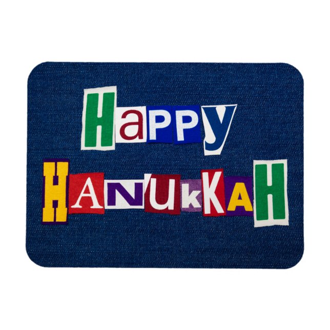 Imán Feliz Hanukkah Denim (Horizontal)