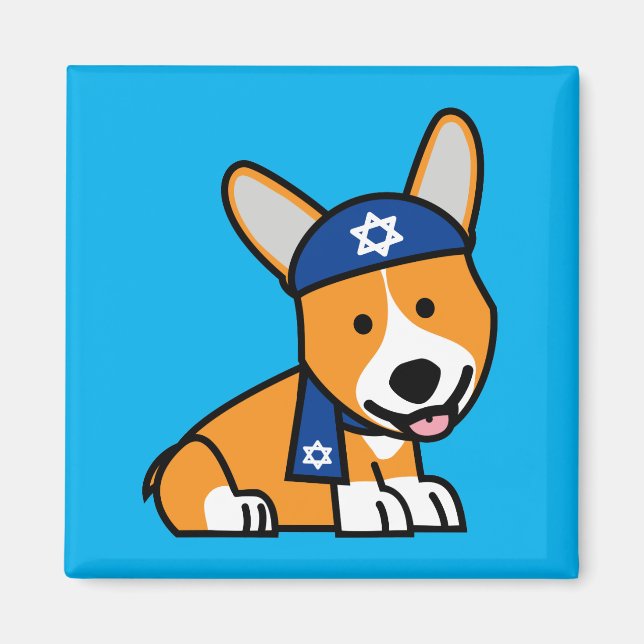 Imán Feliz Hanukkah Judío Corgi Corgis Dog Puppy (Frente)