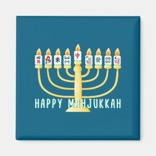 Imán Feliz Hanukkah Mahjong Menorá Mahjukkah Chanukkah