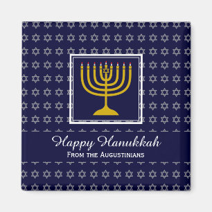 Imán FELIZ HANUKKAH Menorah Fridge Azul personalizado
