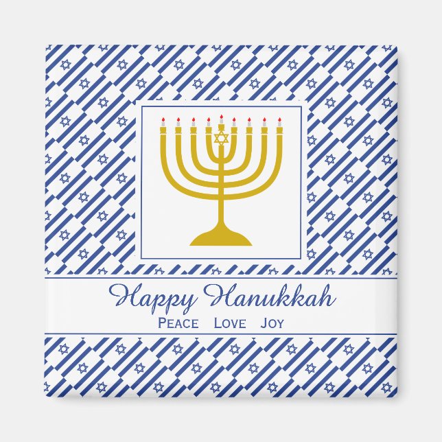 Imán FELIZ HANUKKAH Paz Amo Alegría Personalizable Frig (Frente)
