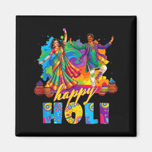 Imán Feliz holi festival de baile colorido de celebraci