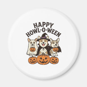 Imán Feliz Howl-O-Ween Corgi Halloween Perro Vector Dis