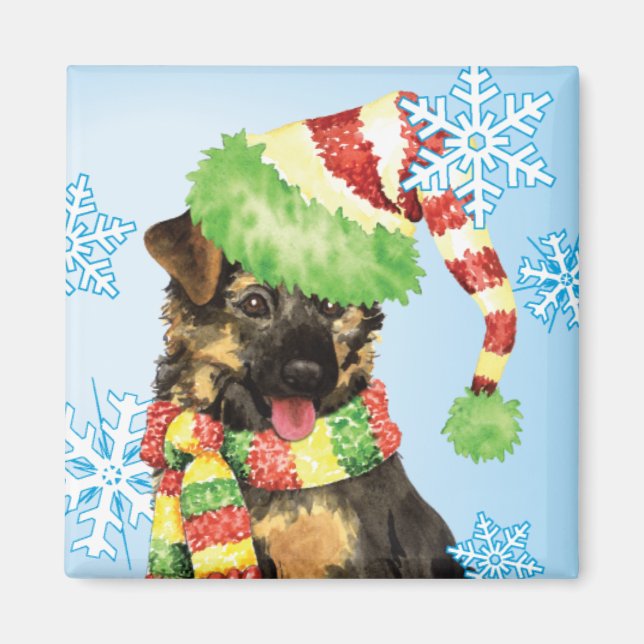 Imán Feliz Howliday German Shepherd (Frente)