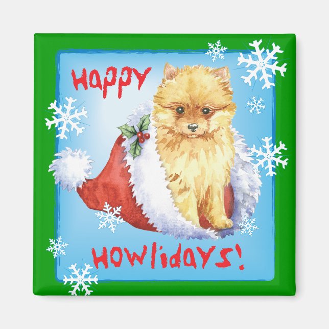Imán Feliz Howliday Pomeranian (Frente)