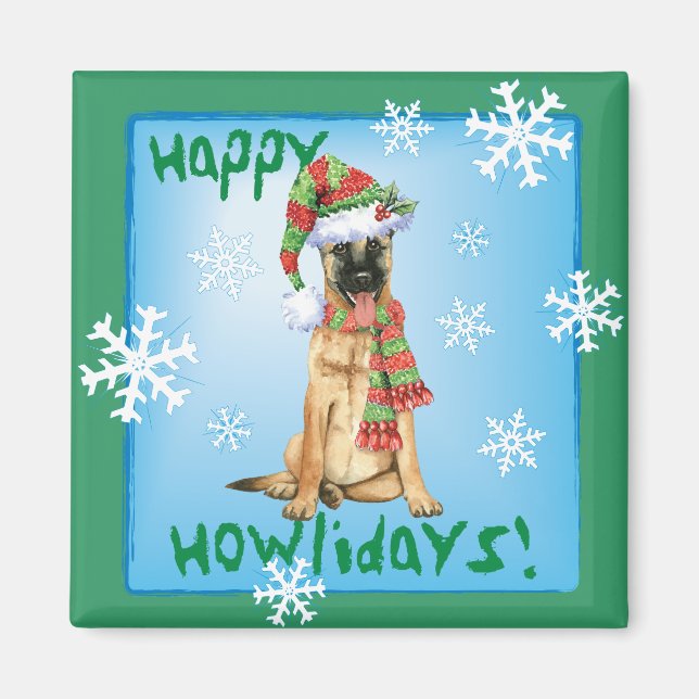 Imán Feliz Howlidays Belga Malinois (Frente)