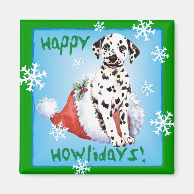 Imán Feliz Howlidays Dalmatian (Frente)