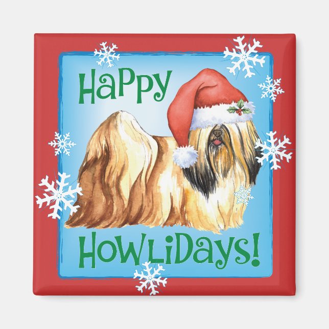 Imán Feliz Howlidays Lhasa Apso (Frente)