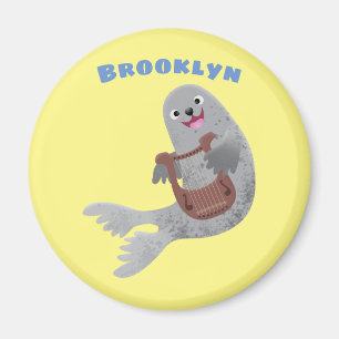 Imán Feliz ilustracion de personalizado de foca de arpa