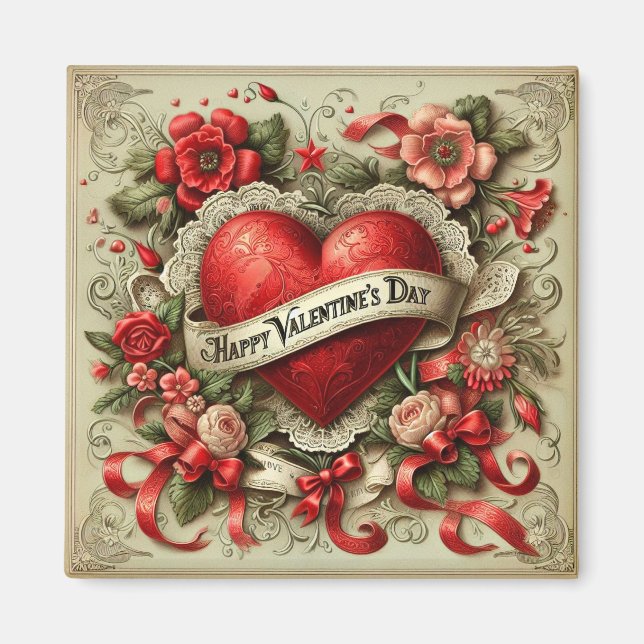 Imán Feliz ilustracion decorativo de San Valentín (Frente)