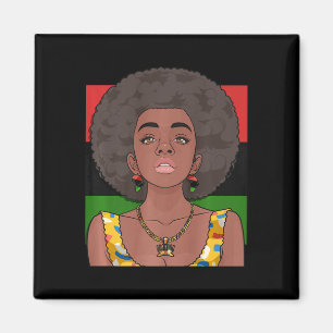 Imán Feliz Kwanzaa Bandera Panafricana Mujer Negra Siet