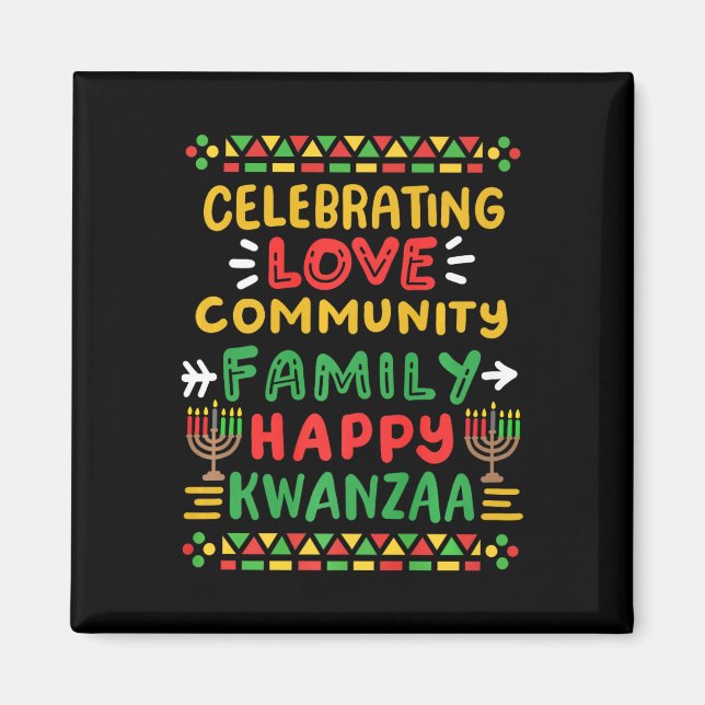 Imán Feliz Kwanzaa Celebrando el amor de los hombres de (Frente)