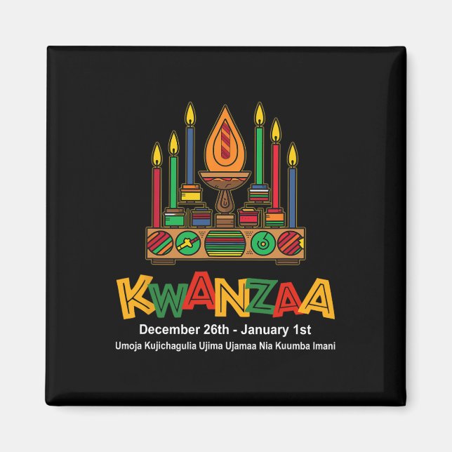 Imán Feliz Kwanzaa Siete Principios De Kwanzaa - Kinara (Frente)